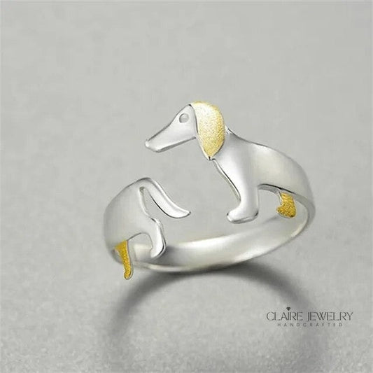 925 Sterling Silver Dachshund Ring