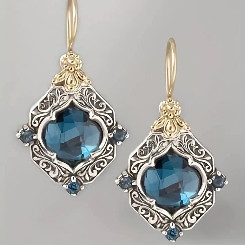 Amarisse™ | Vintage Gold & Silver Blue Crystal Earrings